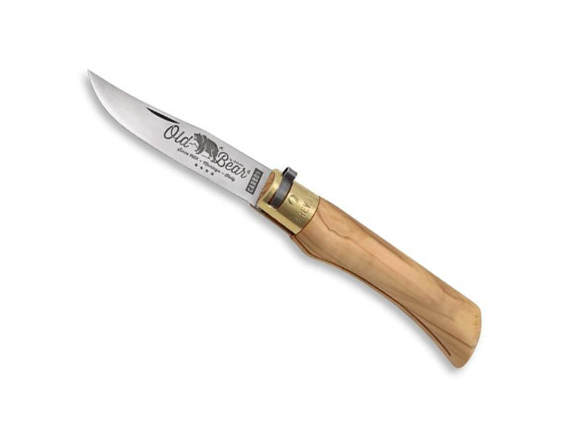 Couteau Pliant Old Bear Carbone Taille L : Lame Haute Performance, Manche Olivier