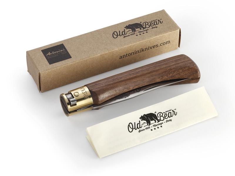 Couteau Pliant Old Bear Noyer Taille M : Artisanal Italien, Virole Laiton Classique