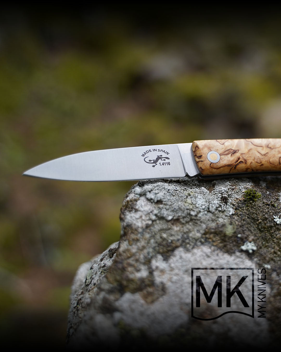 Couteau Pliant Salamandra Bouleau 10cm : Artisanal Espagnol avec Étui Cuir