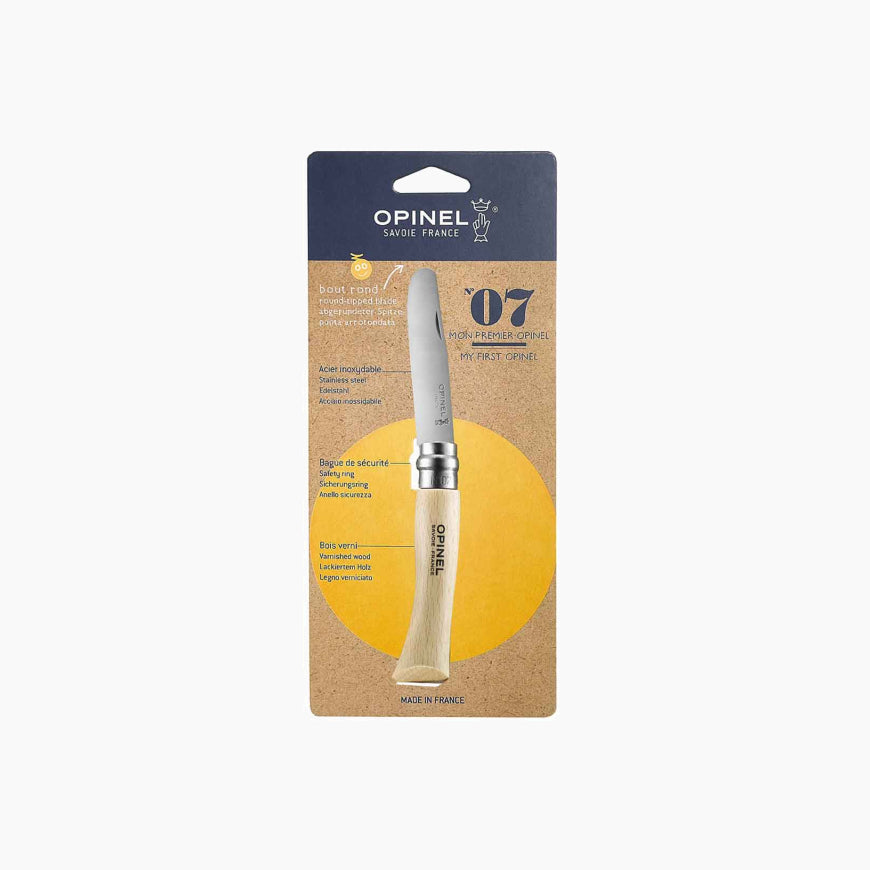 Mon Premier Opinel N°7 VRI Hêtre : Couteau Enfant à Bout Rond & Sécurité Virobloc