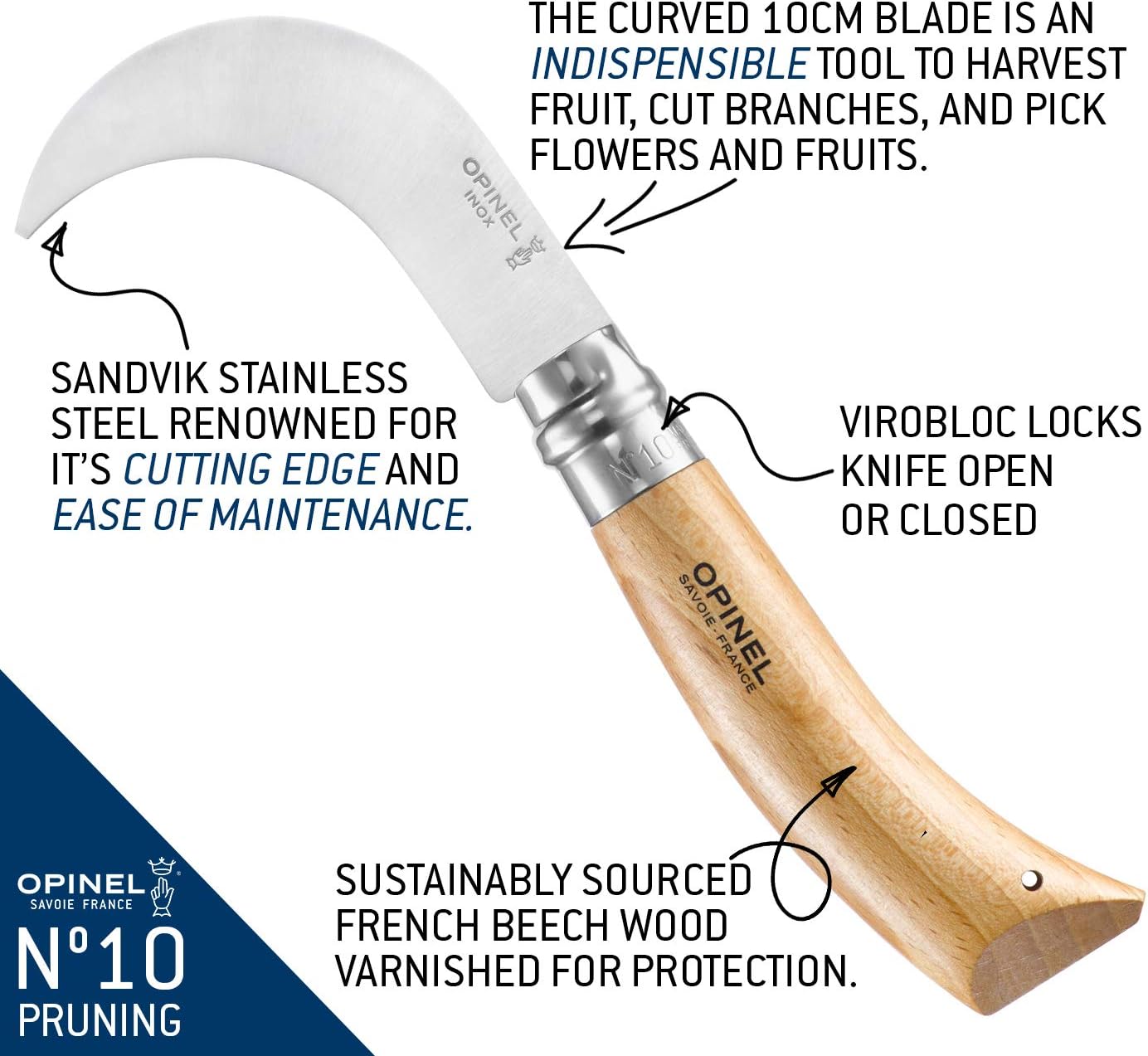 Serpette Opinel št. 10 VRI: Moč in Natančnost za Vrt