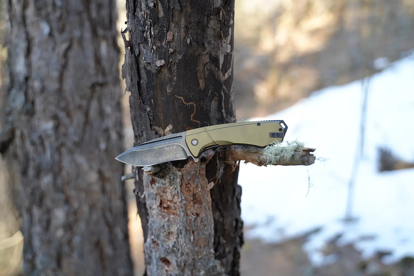 Couteau Buck Ruckus Vert OD Green - Mousqueton & Décapsuleur - 0713GRS